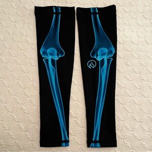 INKnBURN Blue X-Ray skeleton Halloween unisex arm warmers sleeves (size Medium)